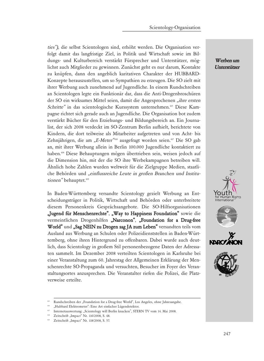 Seite 247 des Verfassungsschutzbericht 2008 Baden-Württemberg