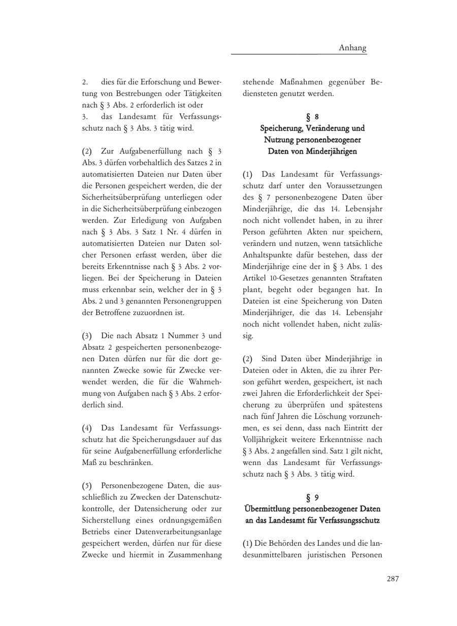 Seite 287 des Verfassungsschutzbericht 2008 Baden-Württemberg