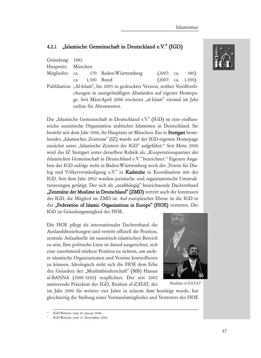 Seite 47 des Verfassungsschutzbericht 2008 Baden-Württemberg