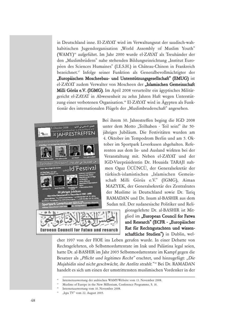 Seite 48 des Verfassungsschutzbericht 2008 Baden-Württemberg