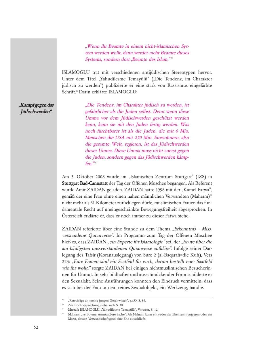 Seite 52 des Verfassungsschutzbericht 2008 Baden-Württemberg
