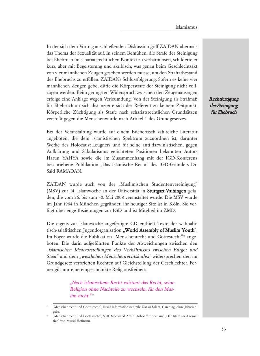 Seite 53 des Verfassungsschutzbericht 2008 Baden-Württemberg