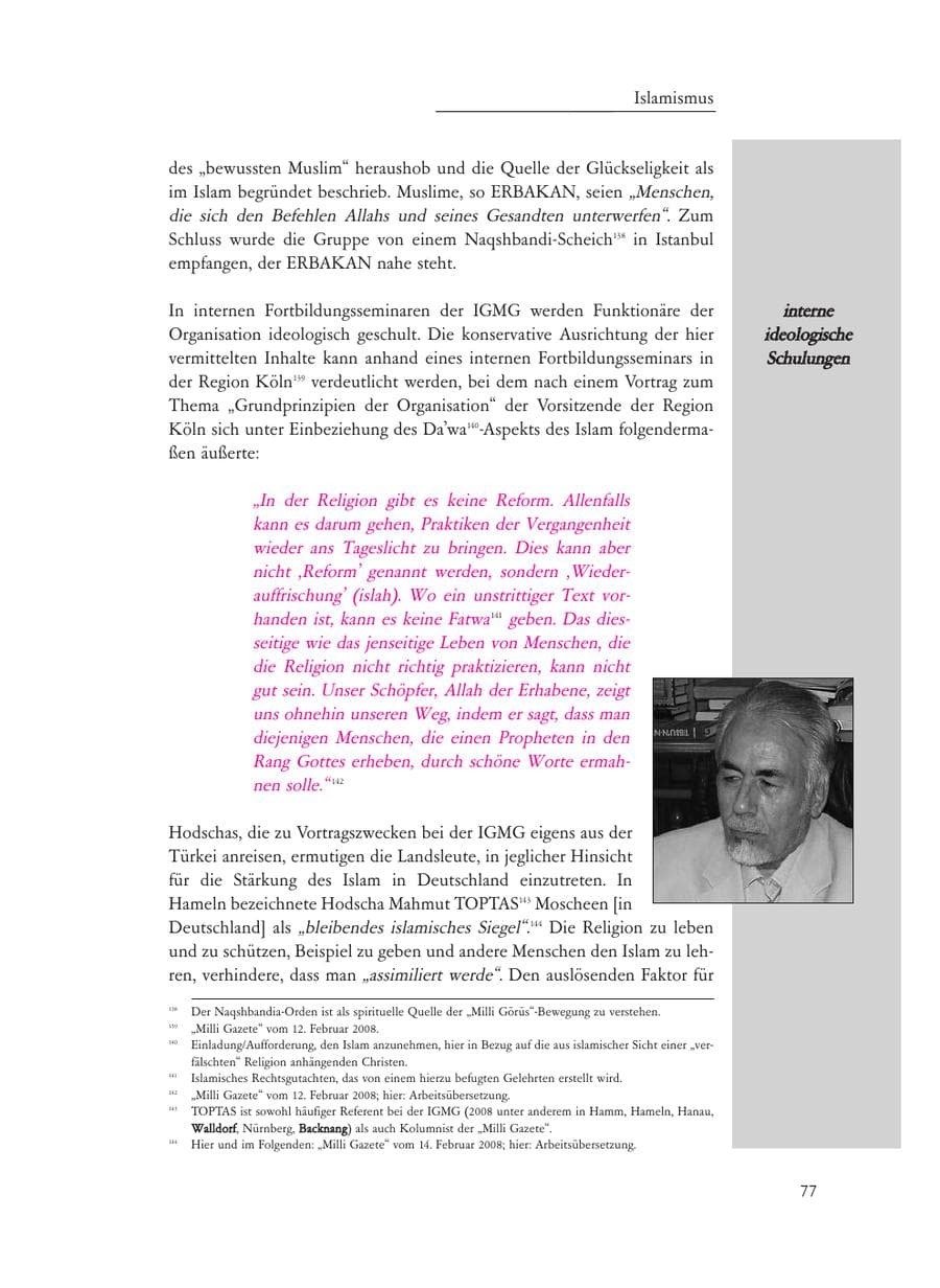 Seite 77 des Verfassungsschutzbericht 2008 Baden-Württemberg