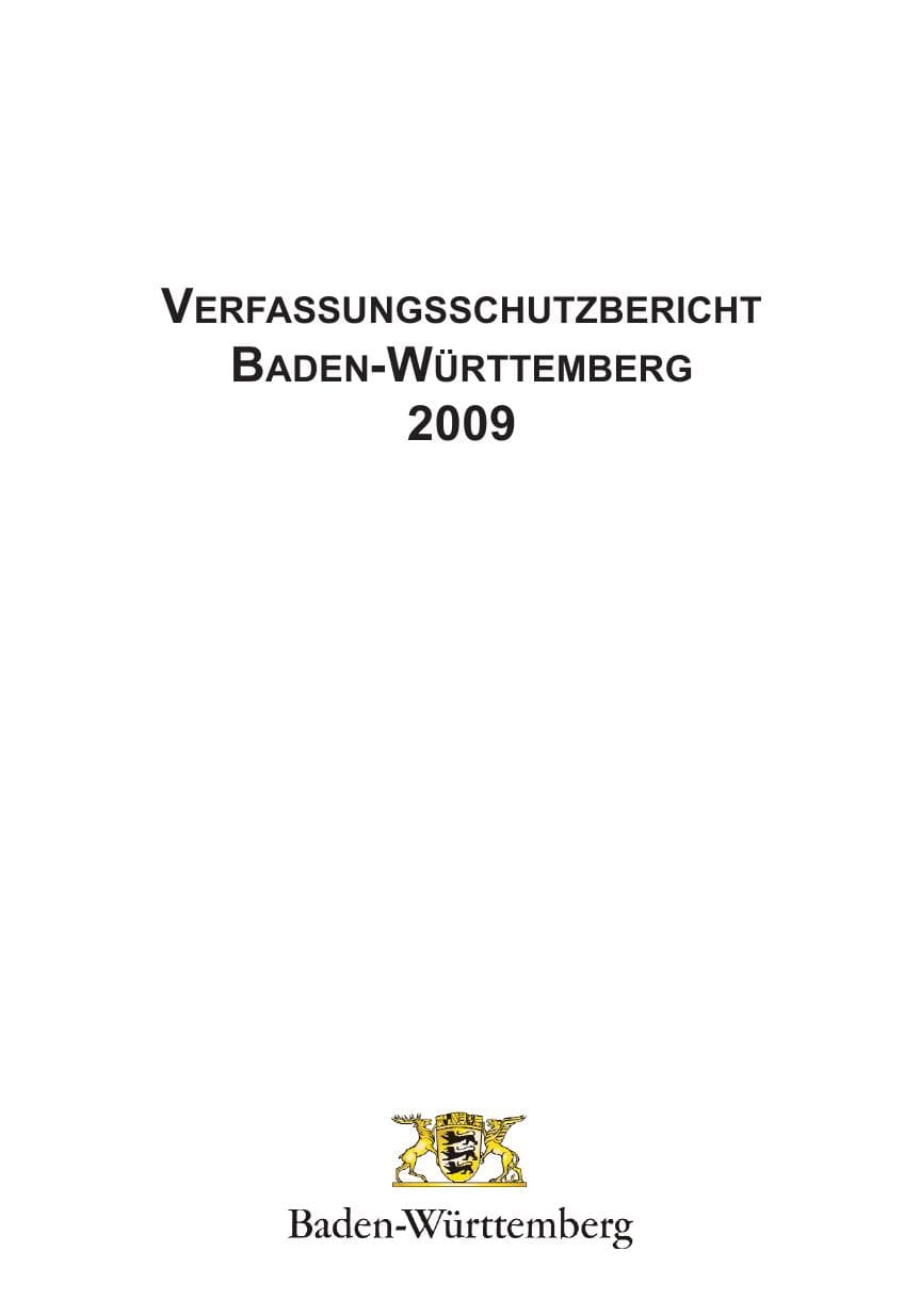 Seite 2 des Verfassungsschutzbericht 2009 Baden-Württemberg