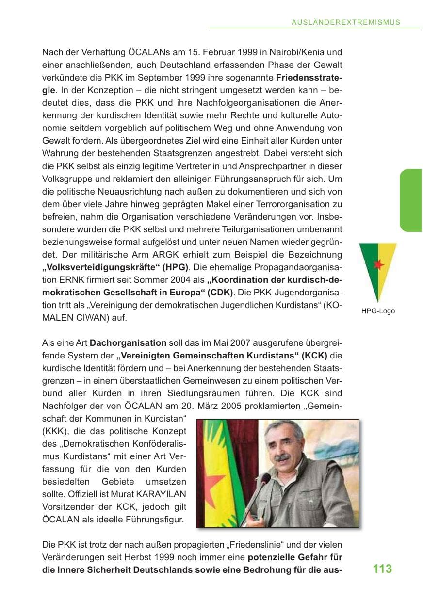 Seite 114 des Verfassungsschutzbericht 2009 Baden-Württemberg