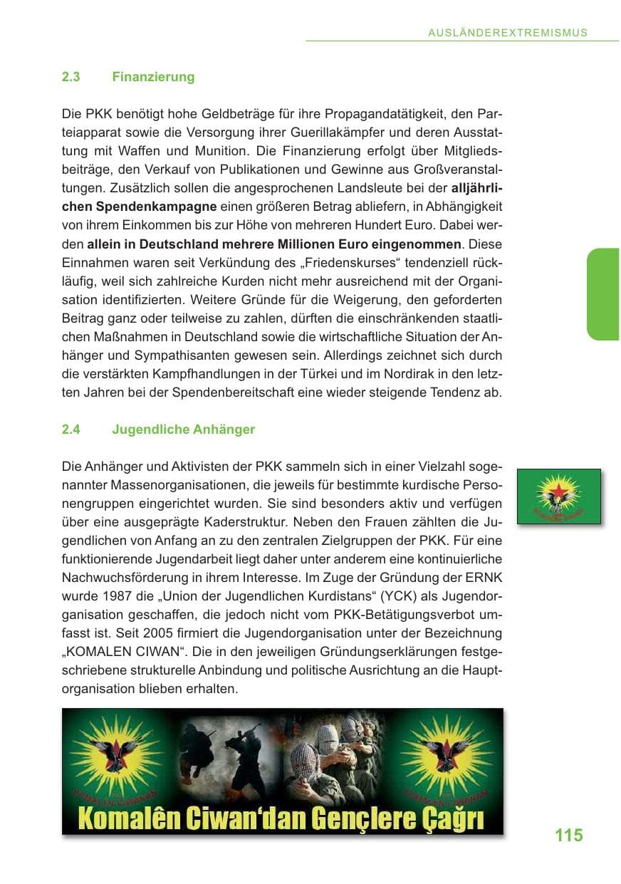 Seite 116 des Verfassungsschutzbericht 2009 Baden-Württemberg
