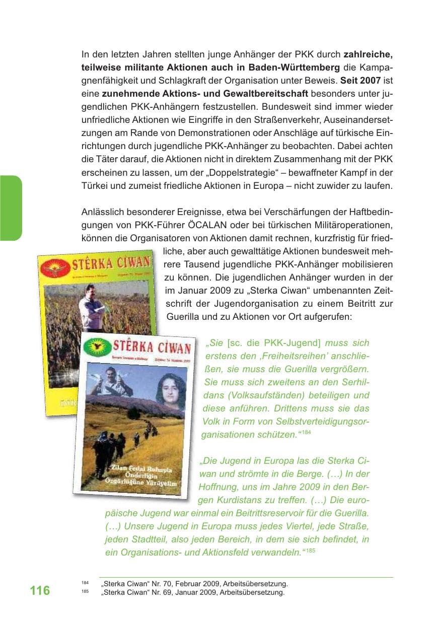 Seite 117 des Verfassungsschutzbericht 2009 Baden-Württemberg
