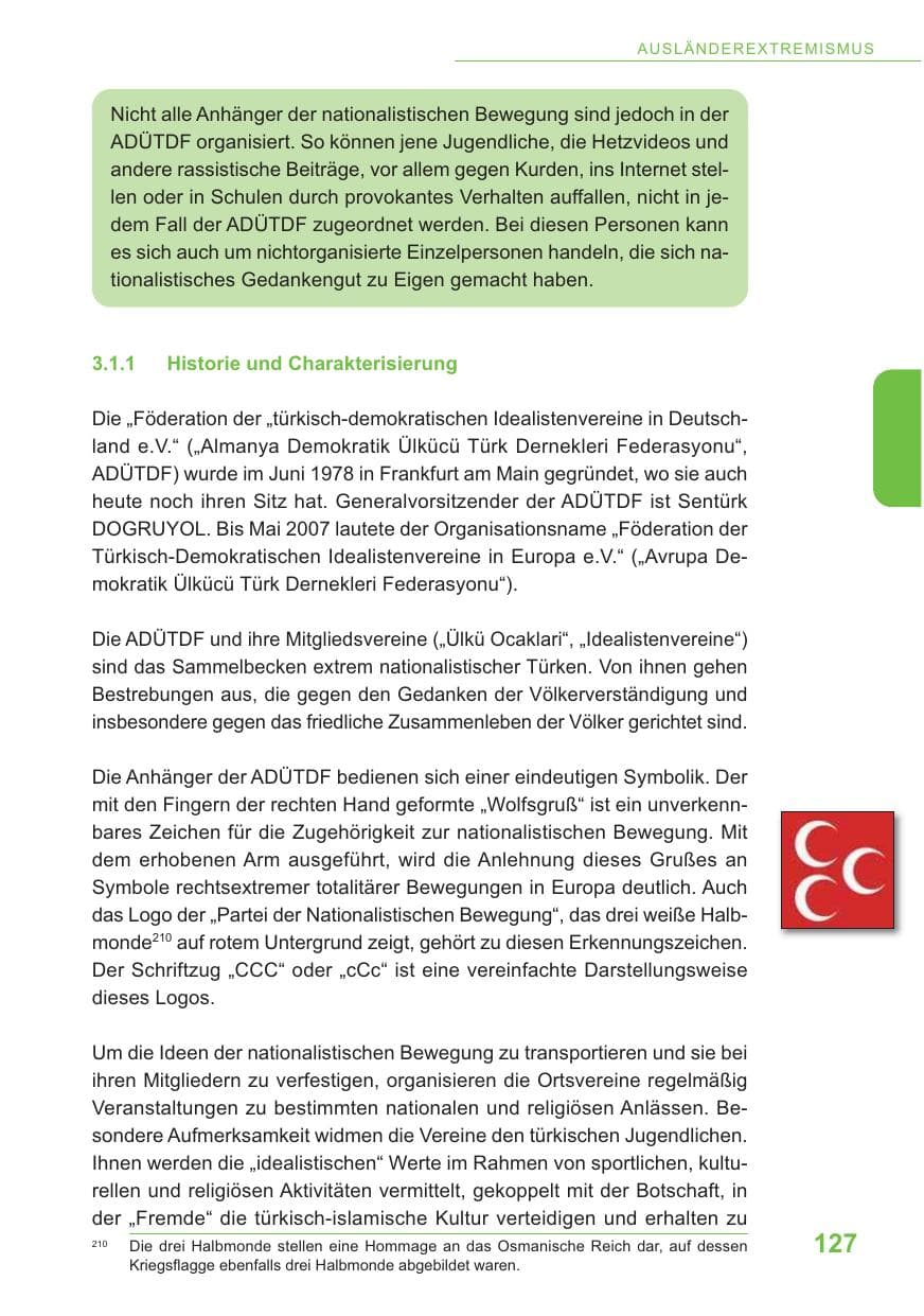 Seite 128 des Verfassungsschutzbericht 2009 Baden-Württemberg