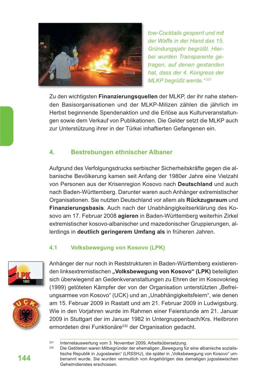 Seite 145 des Verfassungsschutzbericht 2009 Baden-Württemberg