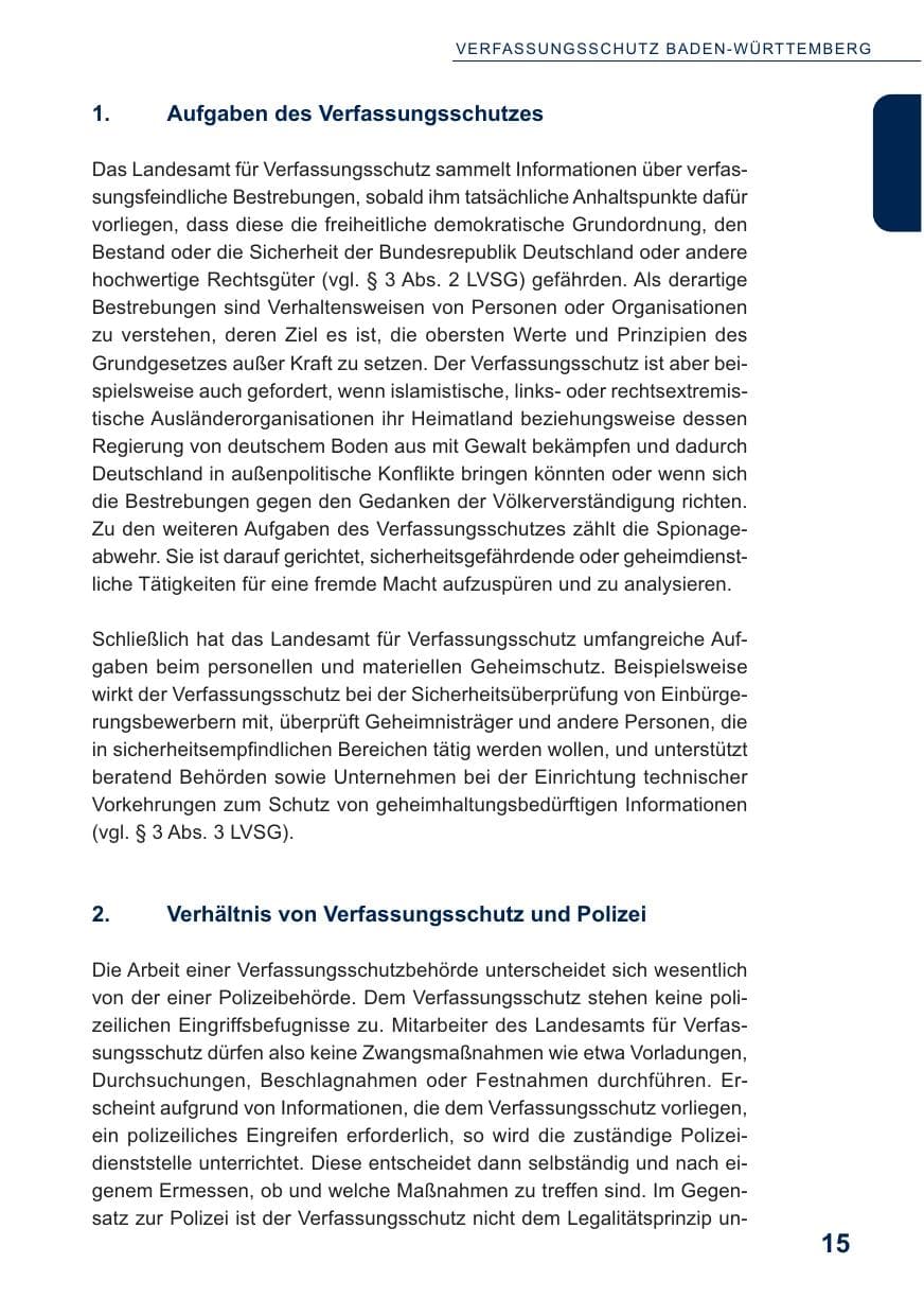 Seite 16 des Verfassungsschutzbericht 2009 Baden-Württemberg