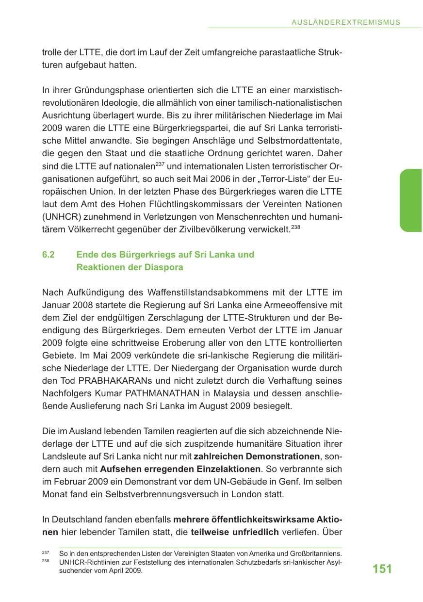 Seite 152 des Verfassungsschutzbericht 2009 Baden-Württemberg