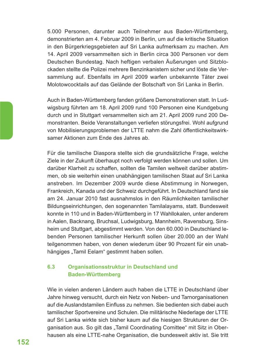 Seite 153 des Verfassungsschutzbericht 2009 Baden-Württemberg