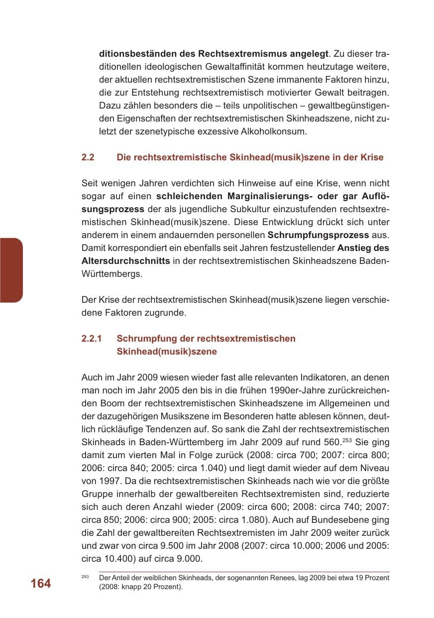 Seite 165 des Verfassungsschutzbericht 2009 Baden-Württemberg