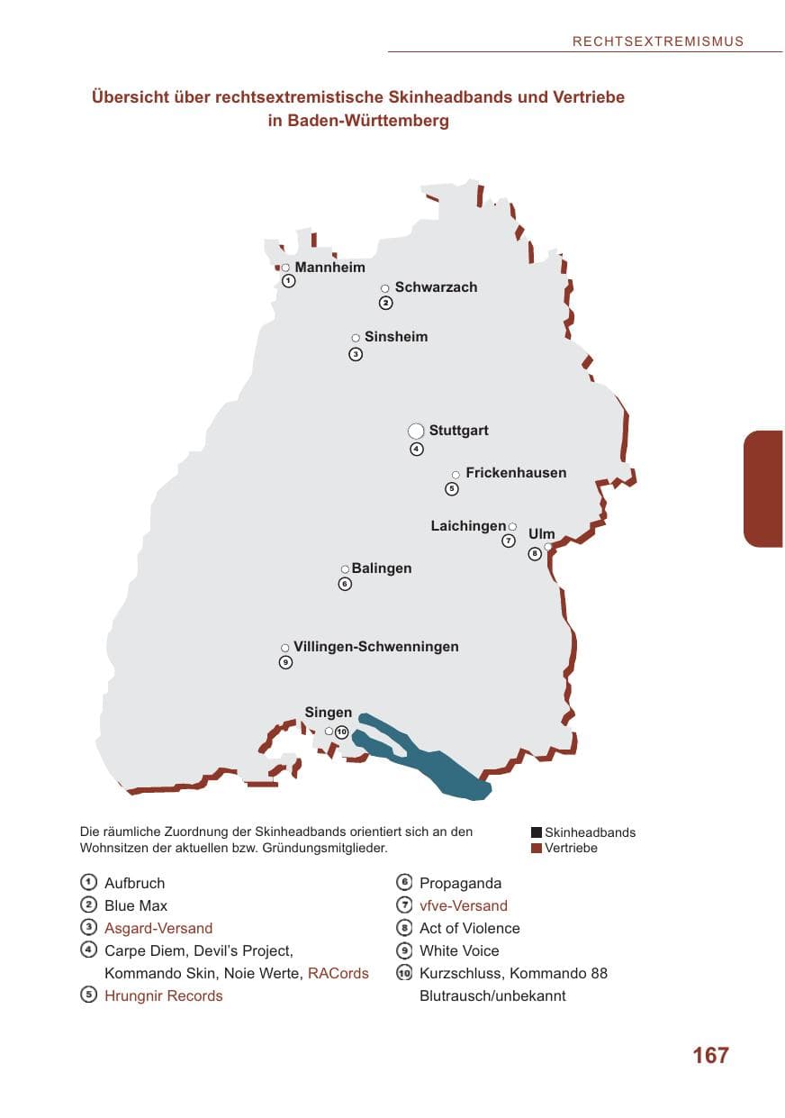 Seite 168 des Verfassungsschutzbericht 2009 Baden-Württemberg