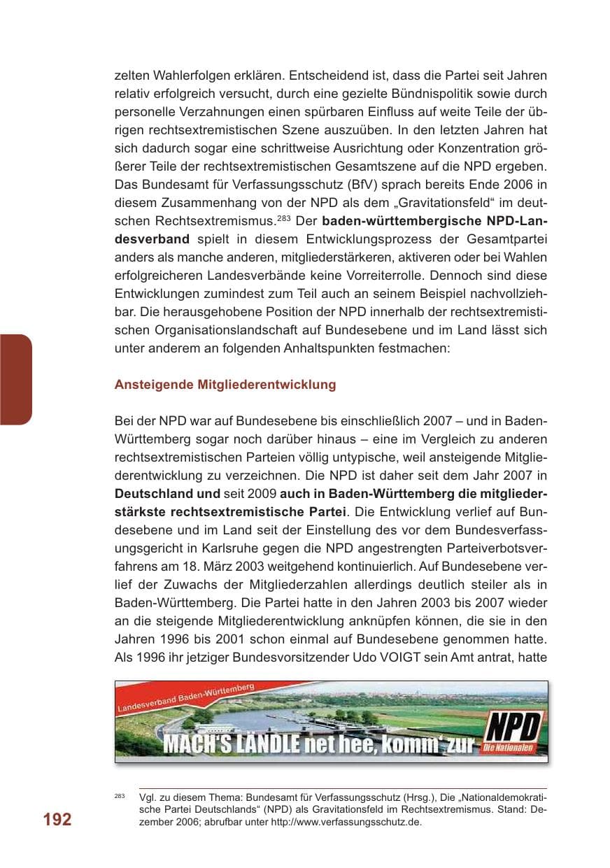 Seite 193 des Verfassungsschutzbericht 2009 Baden-Württemberg