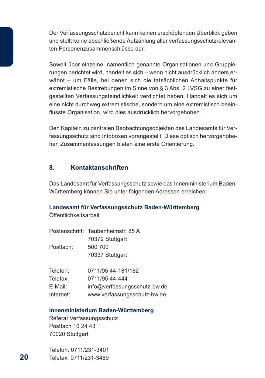 Seite 21 des Verfassungsschutzbericht 2009 Baden-Württemberg
