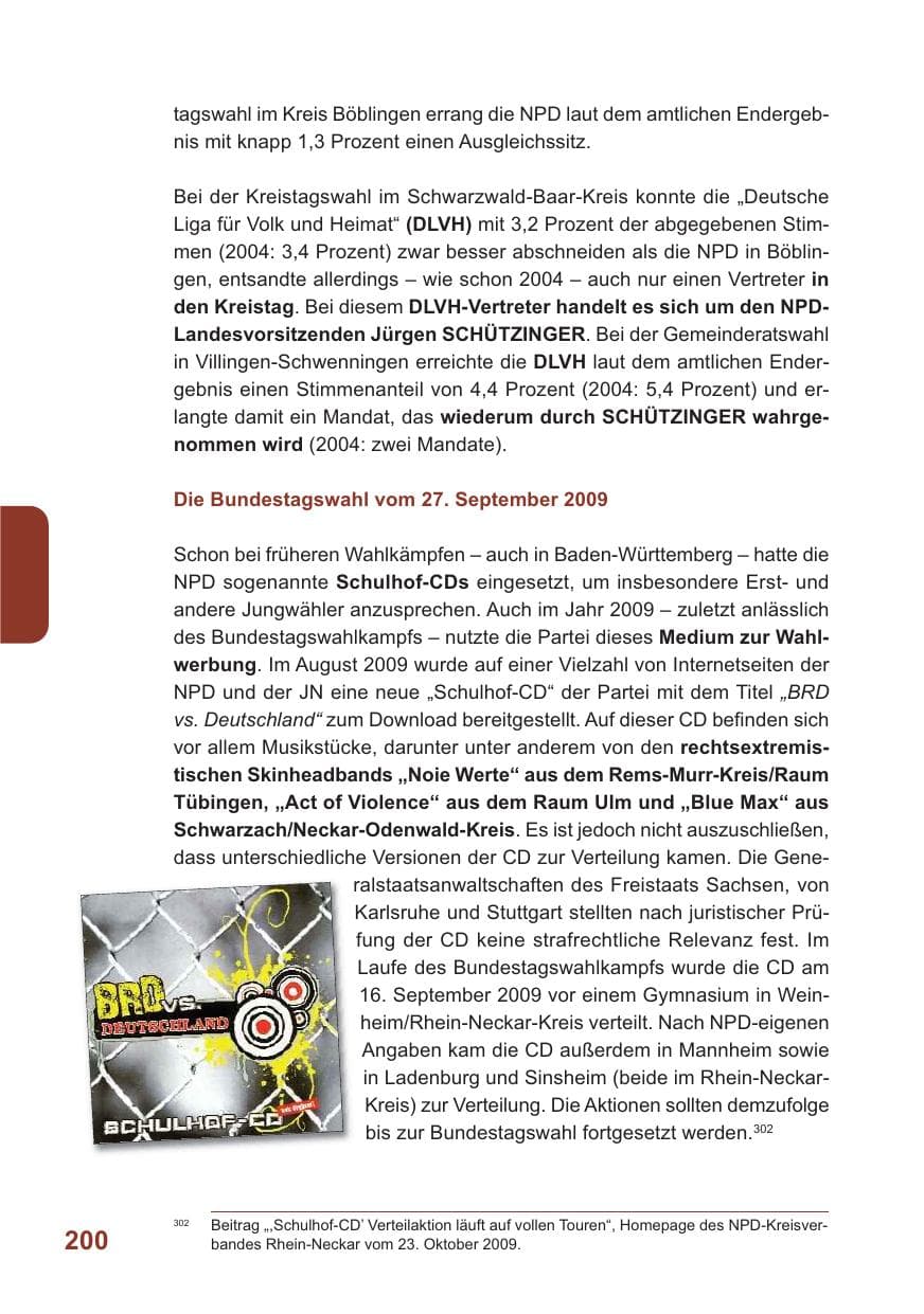 Seite 201 des Verfassungsschutzbericht 2009 Baden-Württemberg