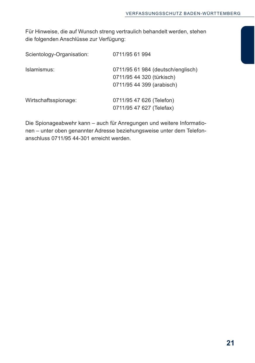 Seite 22 des Verfassungsschutzbericht 2009 Baden-Württemberg