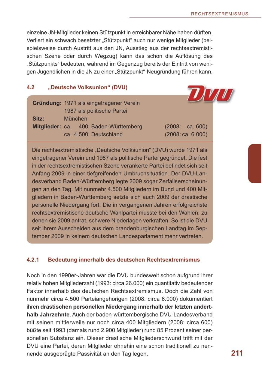 Seite 212 des Verfassungsschutzbericht 2009 Baden-Württemberg