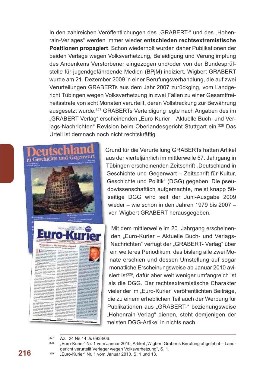 Seite 217 des Verfassungsschutzbericht 2009 Baden-Württemberg