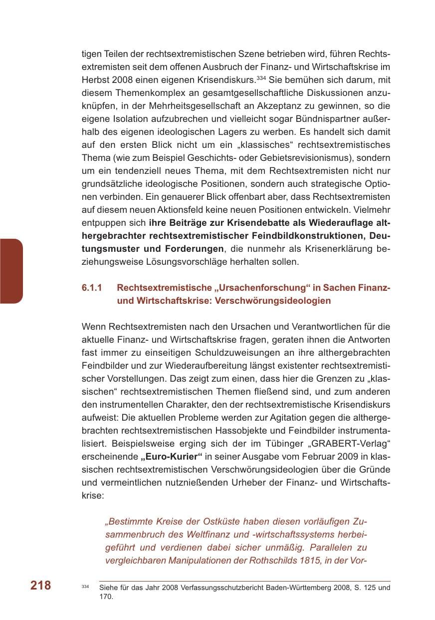 Seite 219 des Verfassungsschutzbericht 2009 Baden-Württemberg