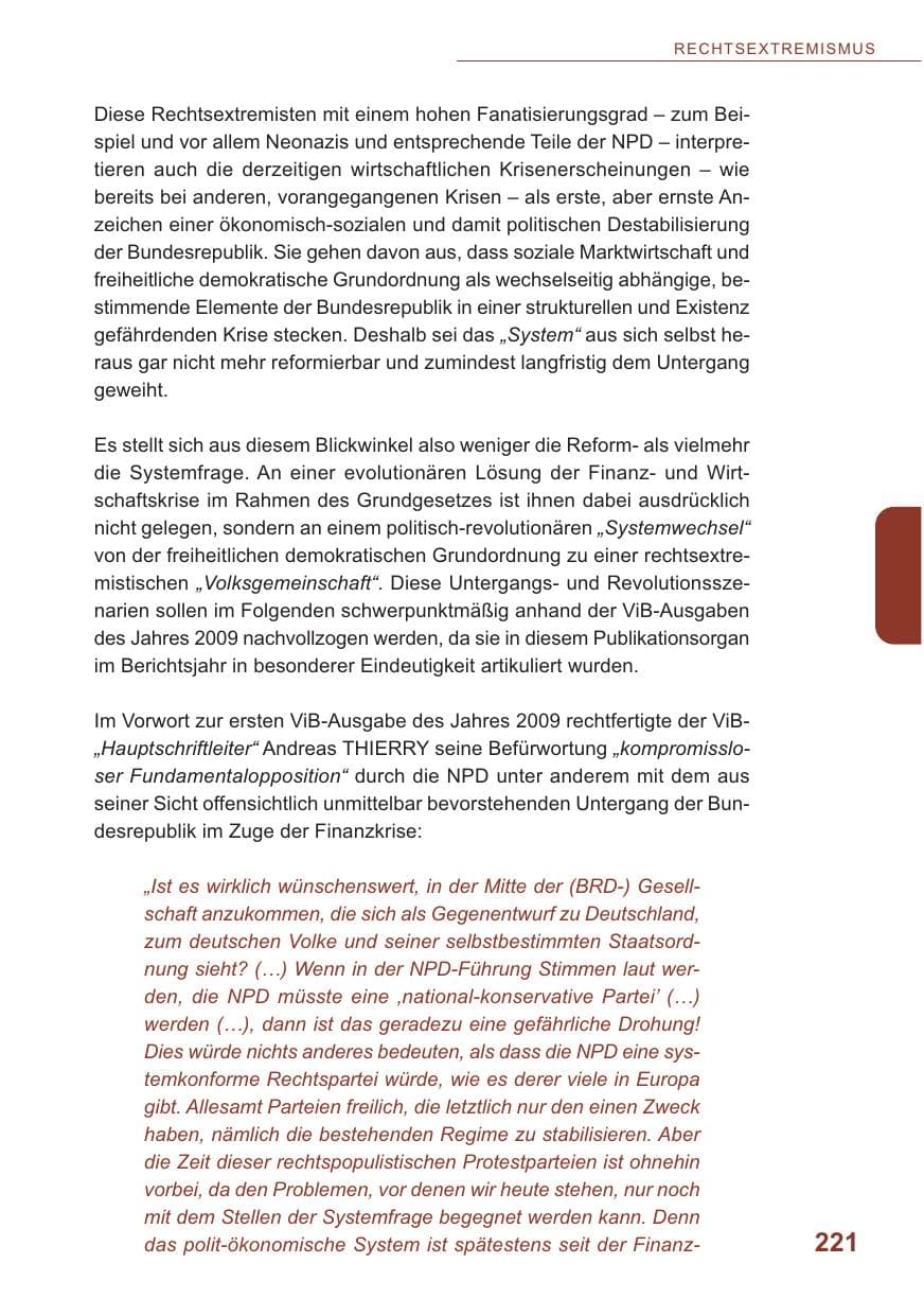 Seite 222 des Verfassungsschutzbericht 2009 Baden-Württemberg