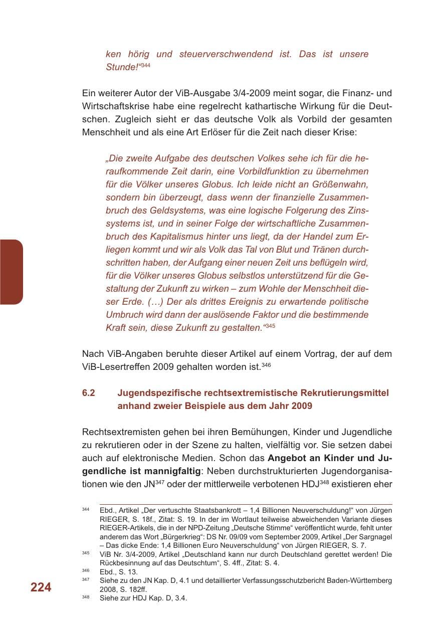 Seite 225 des Verfassungsschutzbericht 2009 Baden-Württemberg