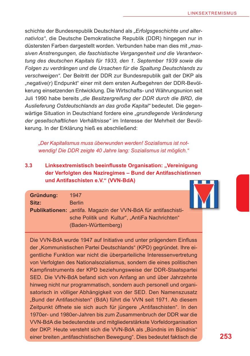 Seite 254 des Verfassungsschutzbericht 2009 Baden-Württemberg