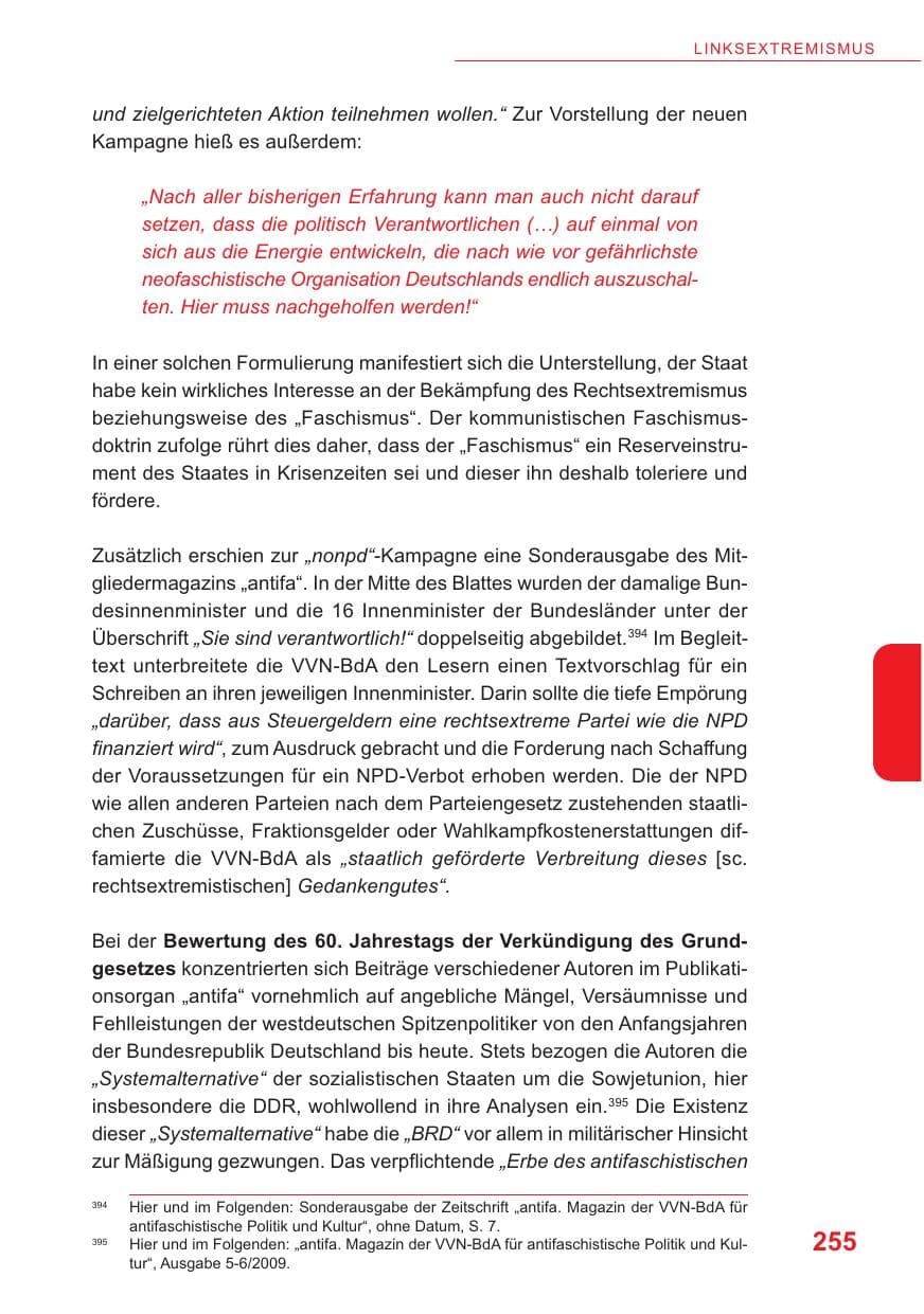 Seite 256 des Verfassungsschutzbericht 2009 Baden-Württemberg