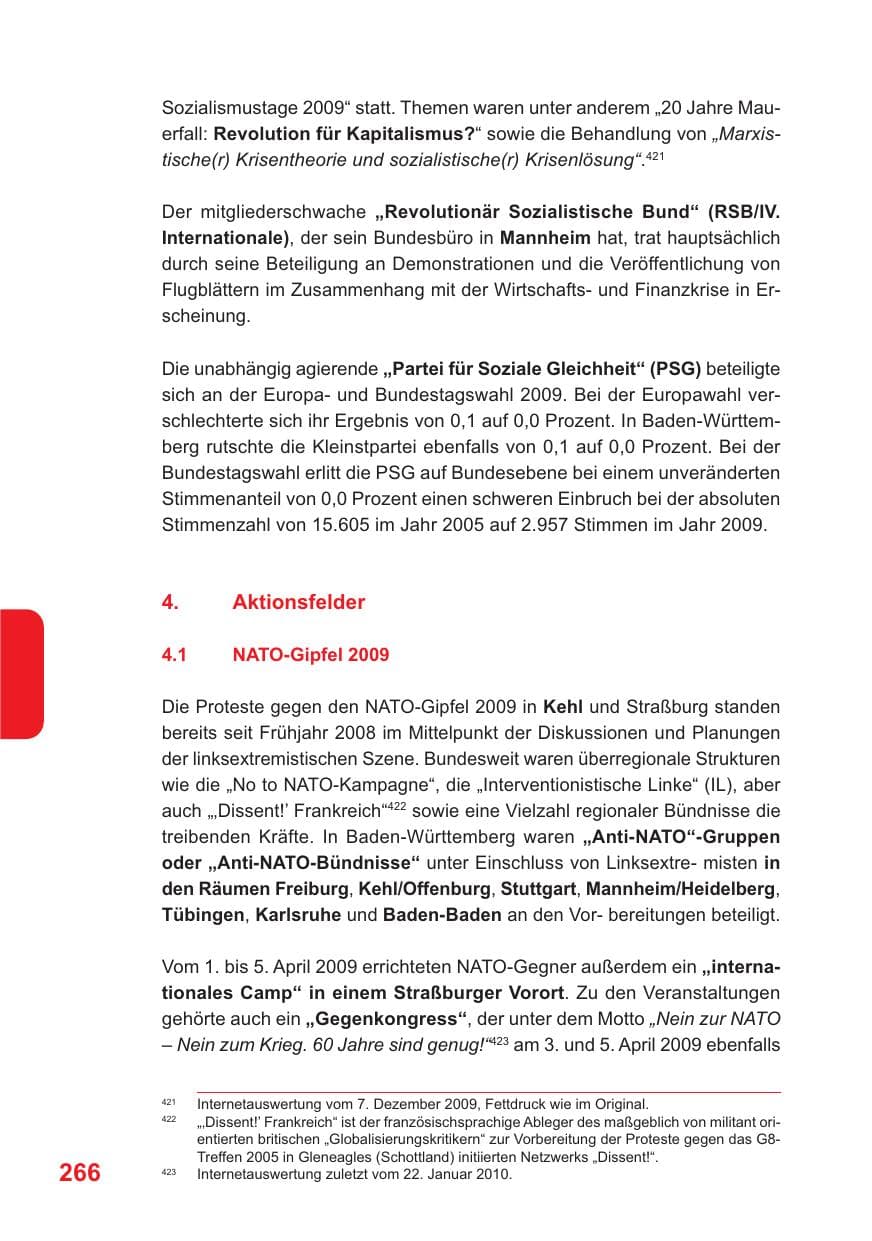 Seite 267 des Verfassungsschutzbericht 2009 Baden-Württemberg