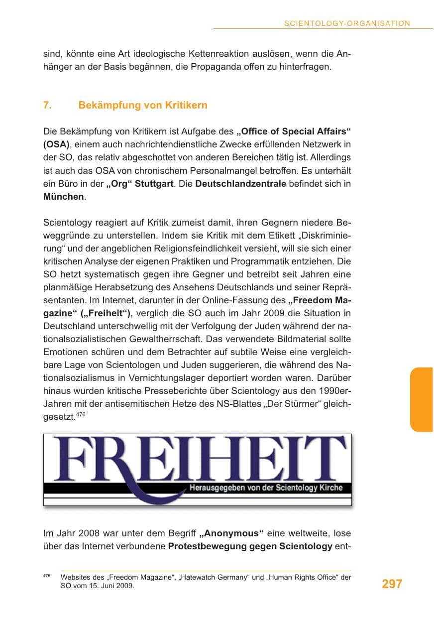 Seite 298 des Verfassungsschutzbericht 2009 Baden-Württemberg