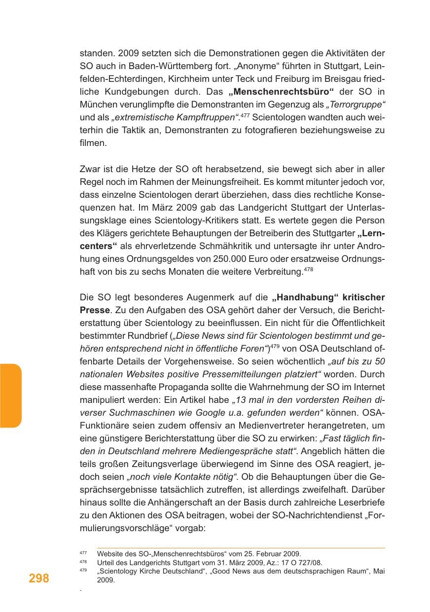 Seite 299 des Verfassungsschutzbericht 2009 Baden-Württemberg