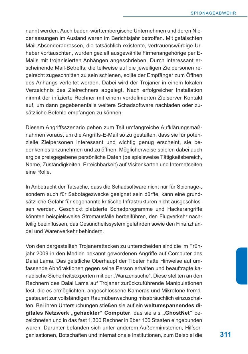 Seite 312 des Verfassungsschutzbericht 2009 Baden-Württemberg