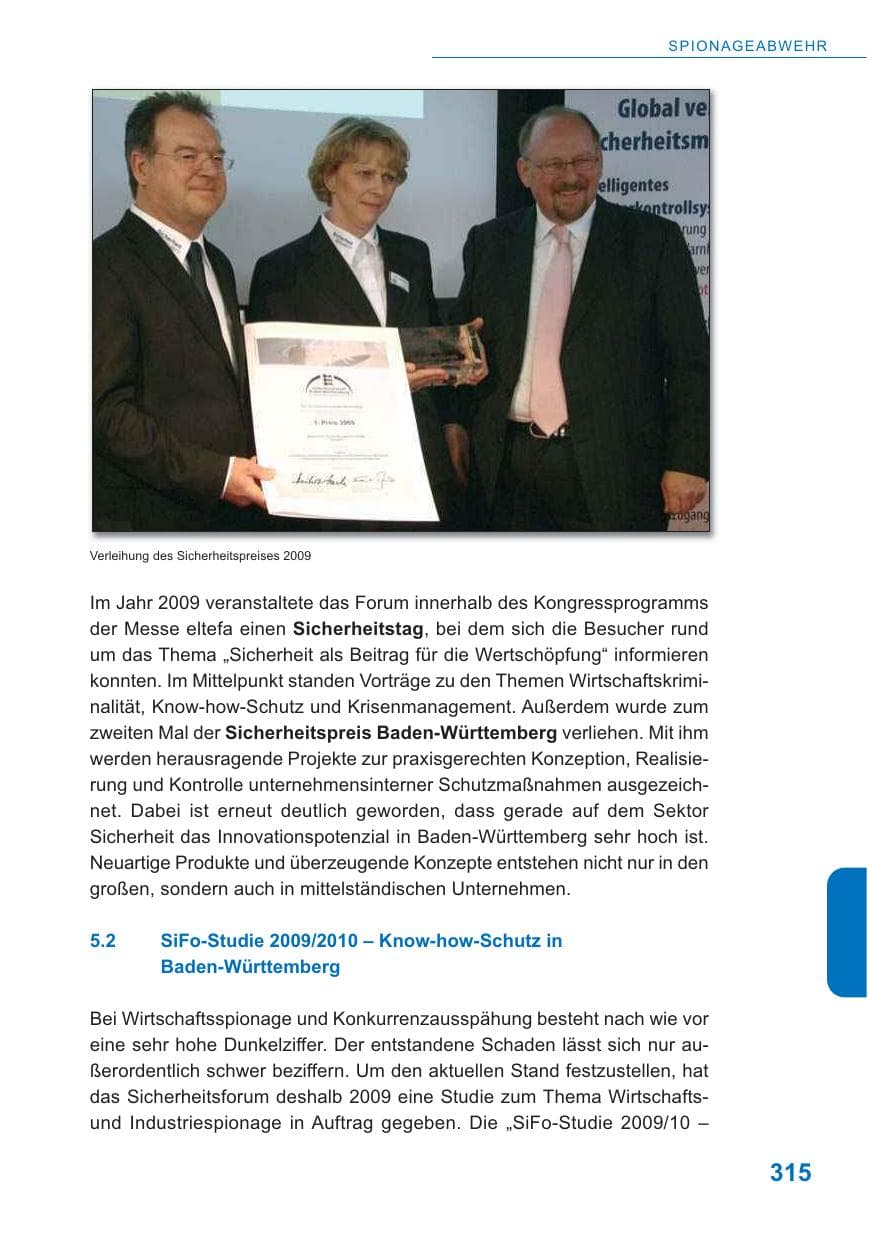 Seite 316 des Verfassungsschutzbericht 2009 Baden-Württemberg