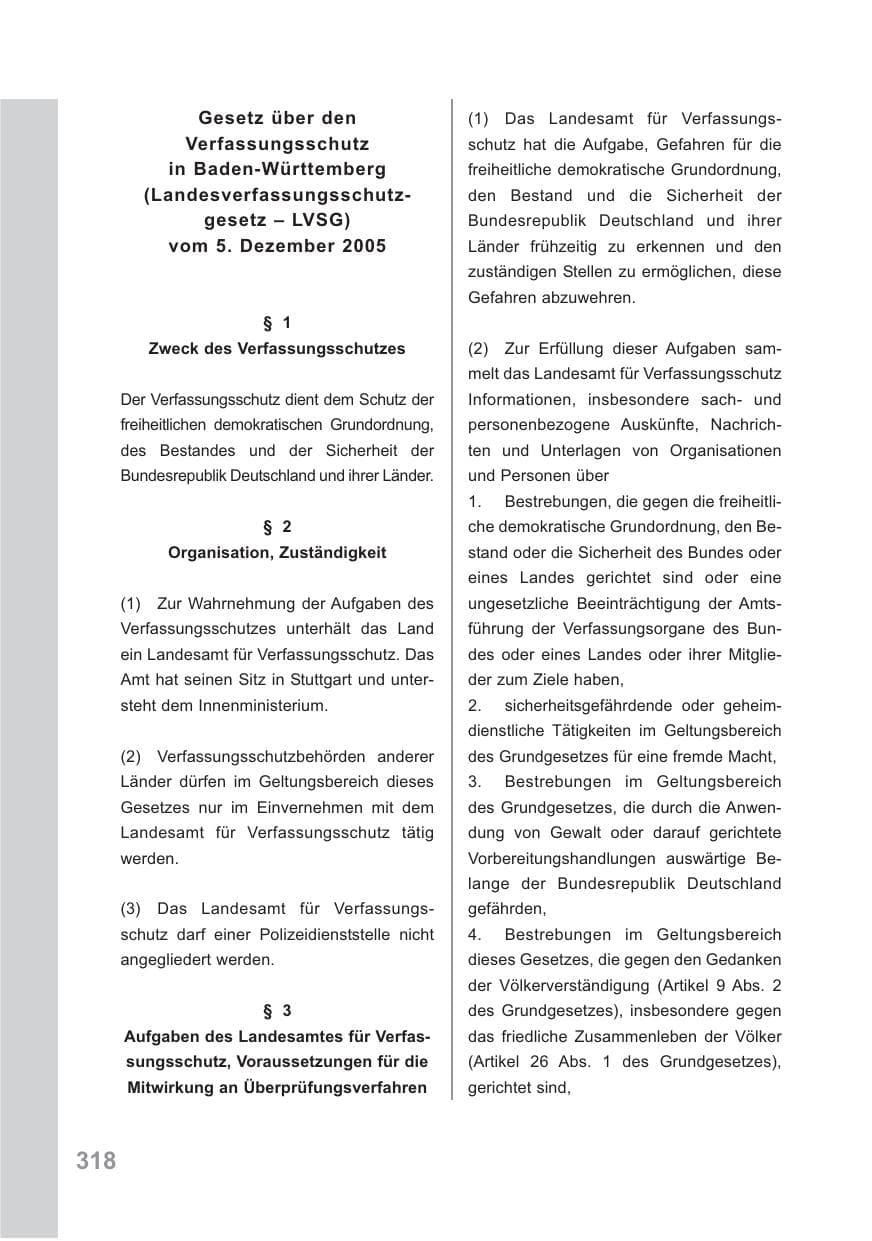 Seite 319 des Verfassungsschutzbericht 2009 Baden-Württemberg
