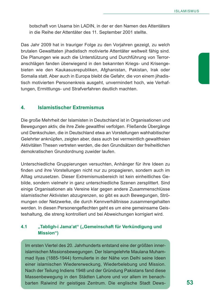 Seite 54 des Verfassungsschutzbericht 2009 Baden-Württemberg
