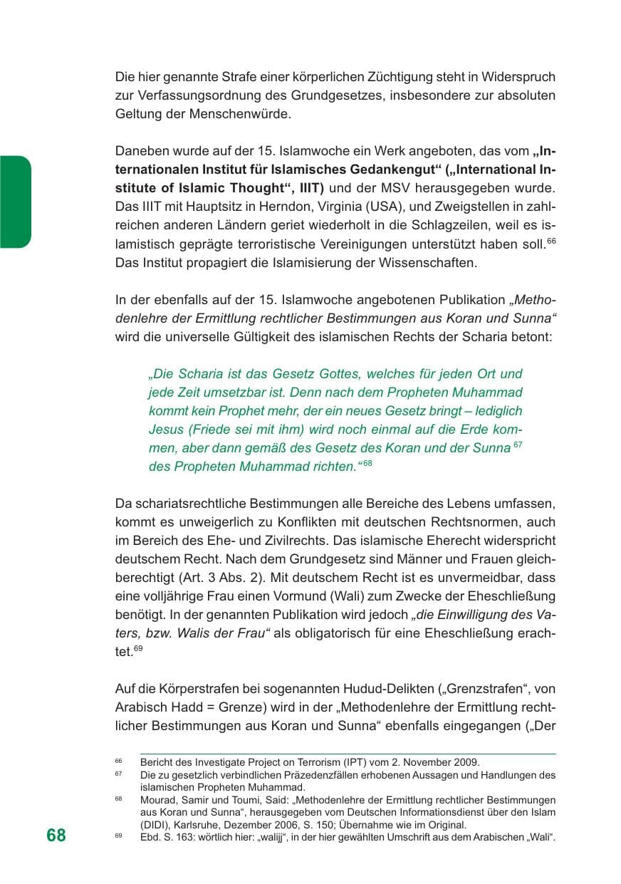 Seite 69 des Verfassungsschutzbericht 2009 Baden-Württemberg