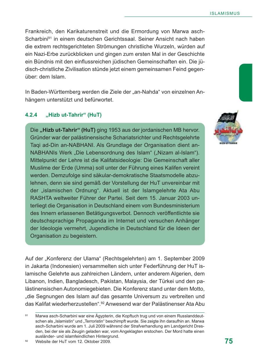 Seite 76 des Verfassungsschutzbericht 2009 Baden-Württemberg