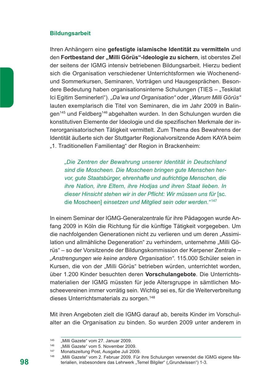 Seite 99 des Verfassungsschutzbericht 2009 Baden-Württemberg