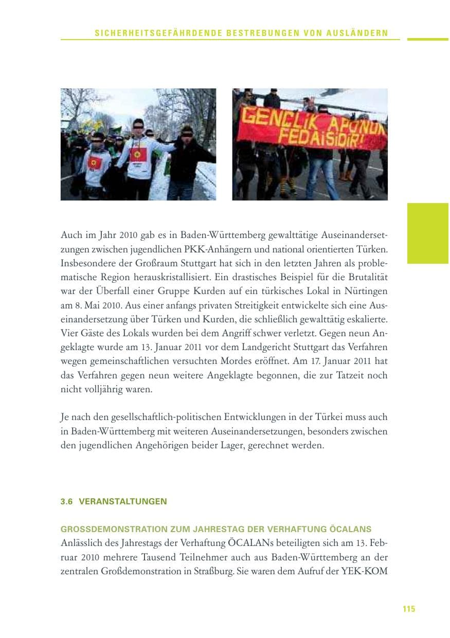 Seite 113 des Verfassungsschutzbericht 2010 Baden-Württemberg