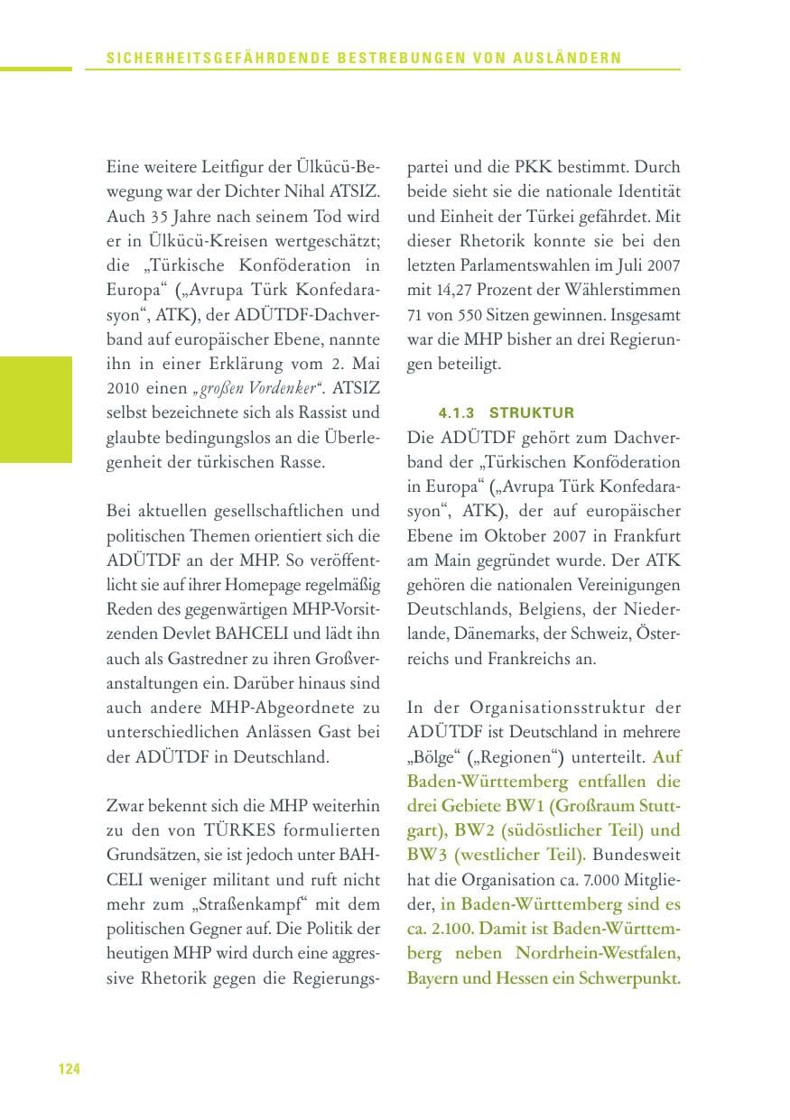 Seite 122 des Verfassungsschutzbericht 2010 Baden-Württemberg