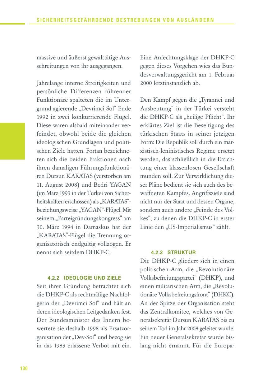 Seite 128 des Verfassungsschutzbericht 2010 Baden-Württemberg