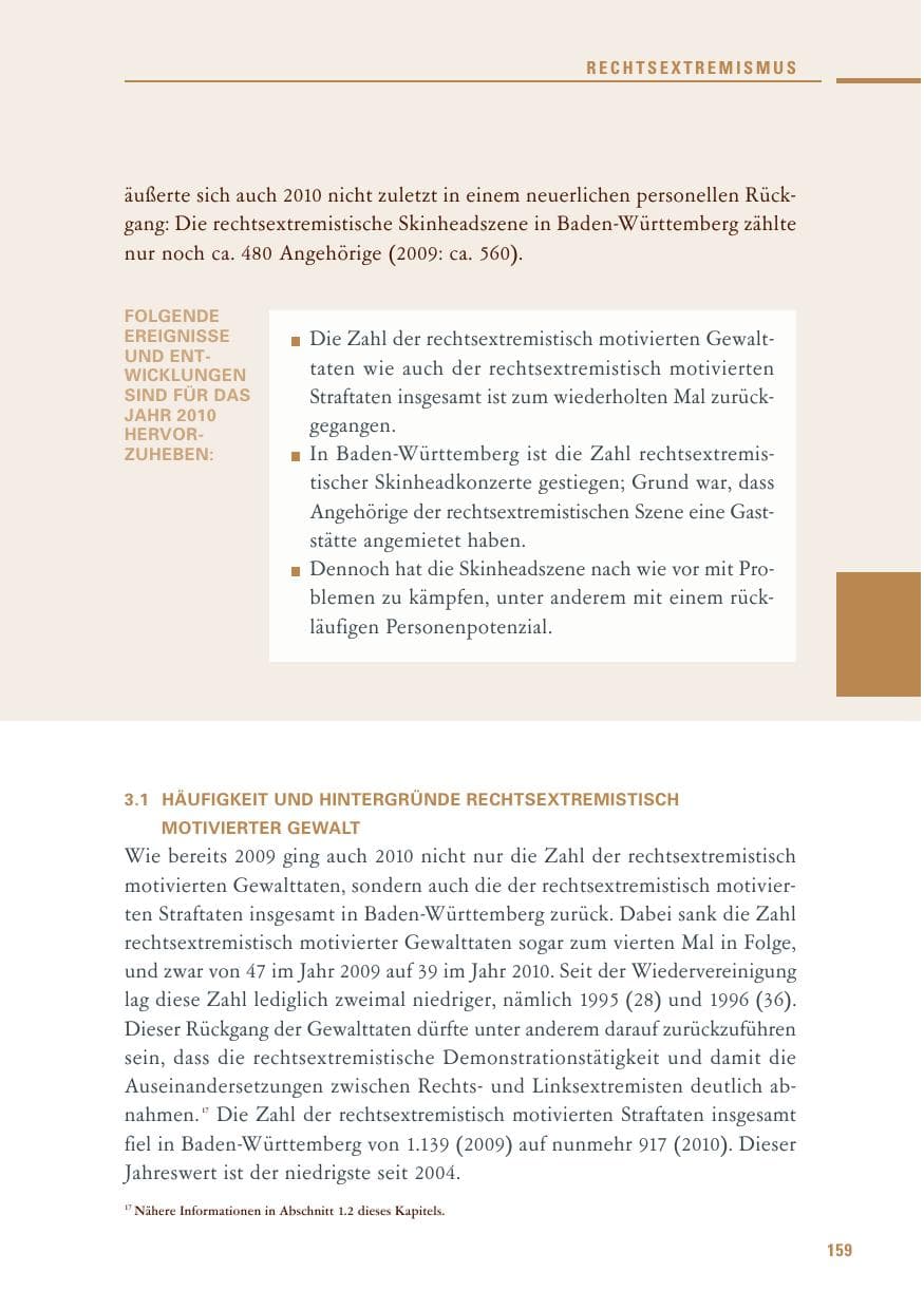 Seite 157 des Verfassungsschutzbericht 2010 Baden-Württemberg