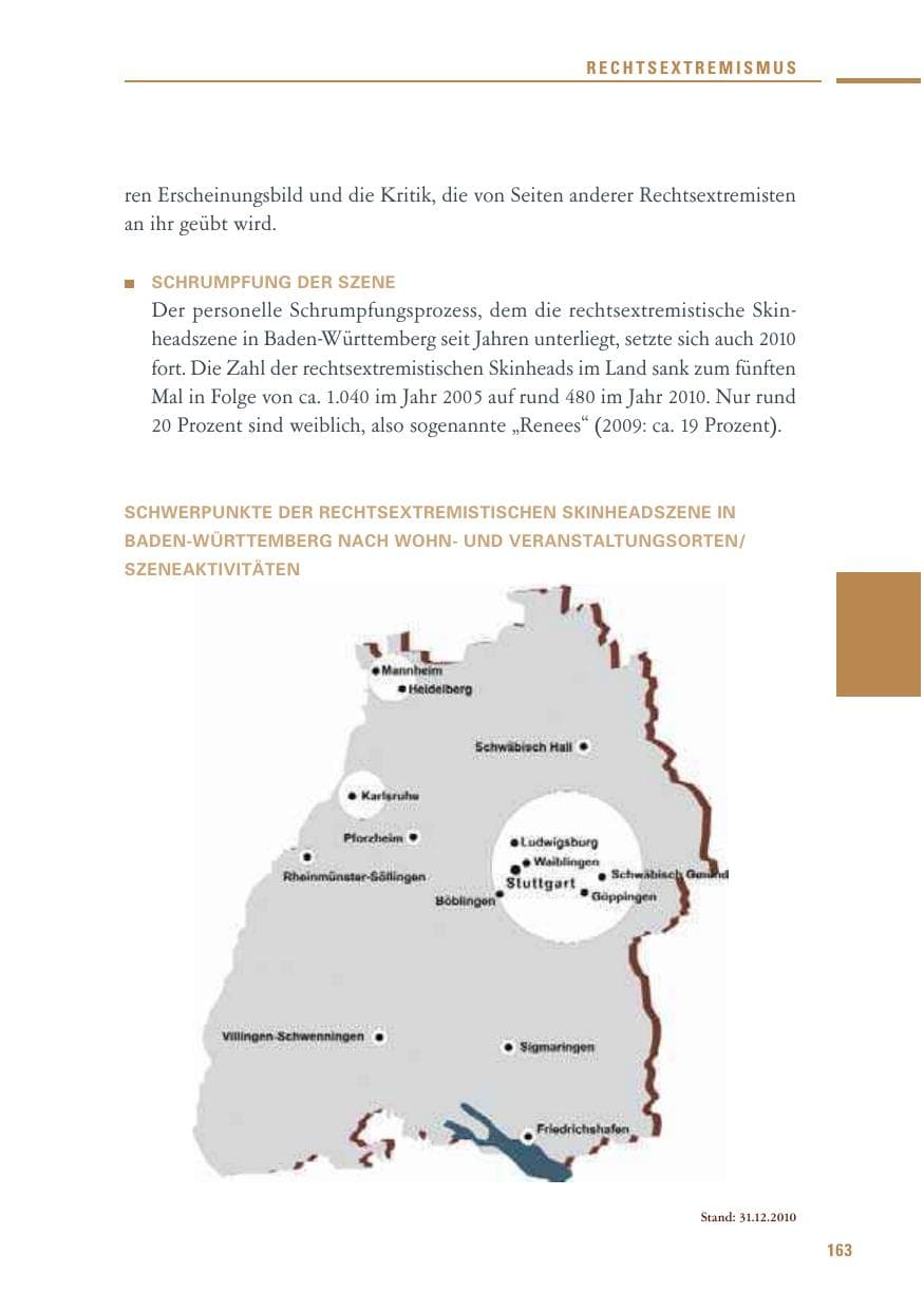 Seite 161 des Verfassungsschutzbericht 2010 Baden-Württemberg