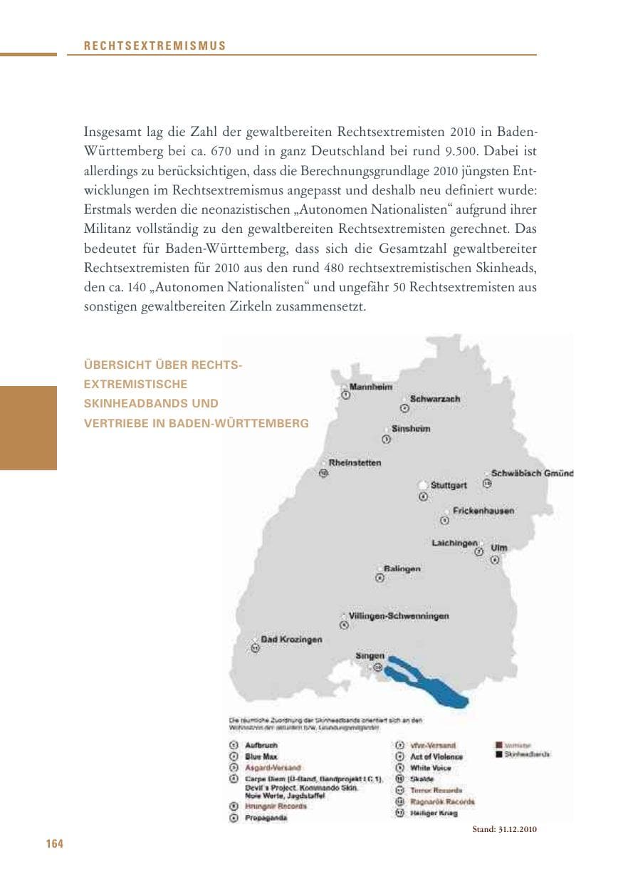 Seite 162 des Verfassungsschutzbericht 2010 Baden-Württemberg