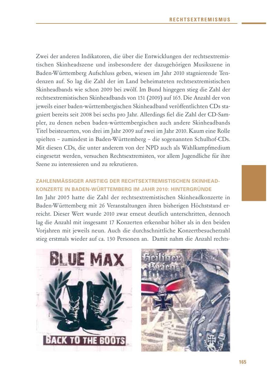 Seite 163 des Verfassungsschutzbericht 2010 Baden-Württemberg