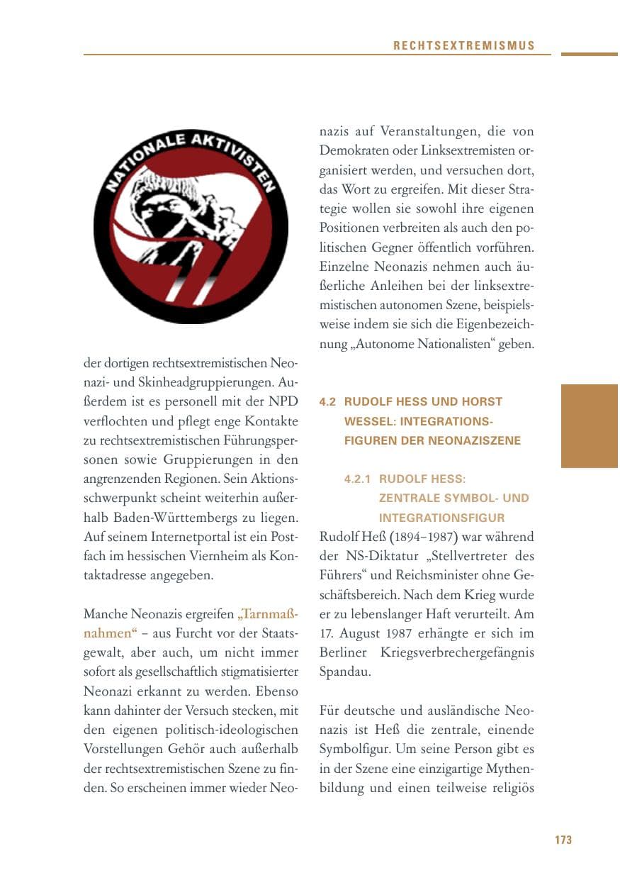 Seite 171 des Verfassungsschutzbericht 2010 Baden-Württemberg