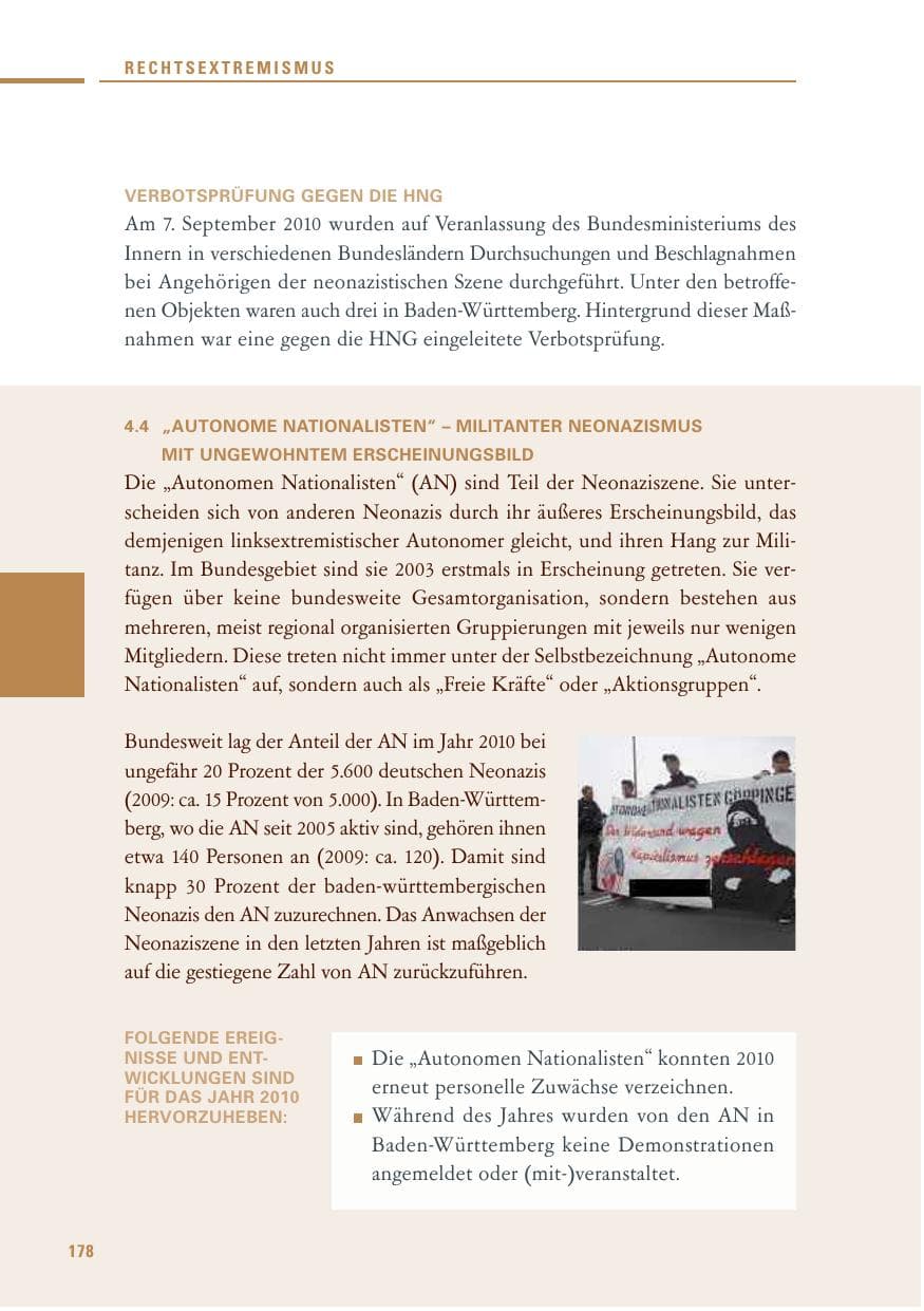 Seite 176 des Verfassungsschutzbericht 2010 Baden-Württemberg