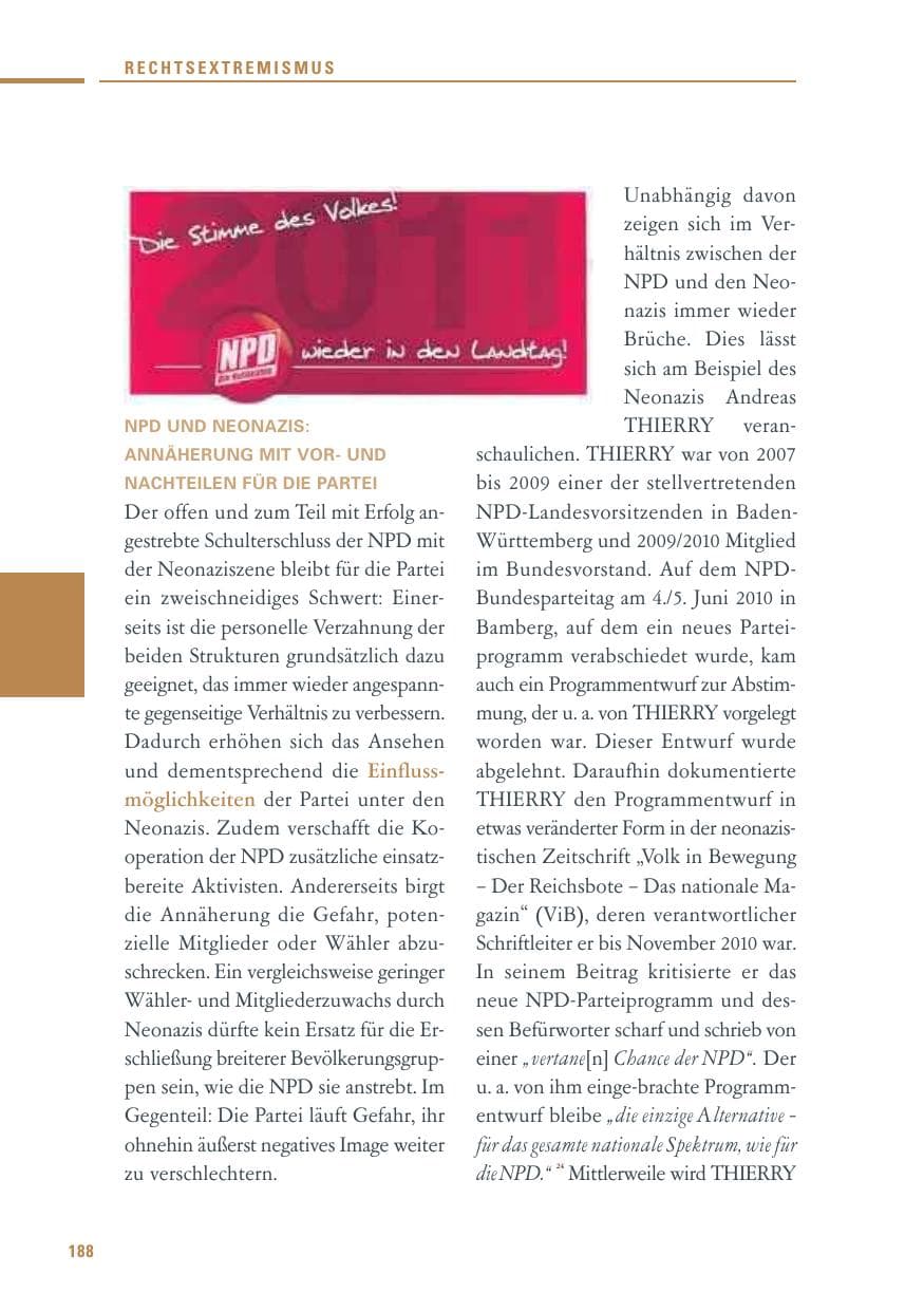 Seite 186 des Verfassungsschutzbericht 2010 Baden-Württemberg
