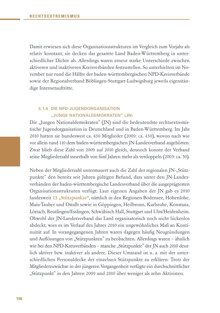 Seite 194 des Verfassungsschutzbericht 2010 Baden-Württemberg